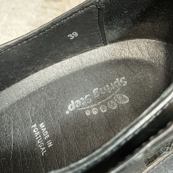 Spring Step Black Leather Stacked Heel Buckle Shootie Ankle Boot 39 (US 8.5) - Picture 8 of 16